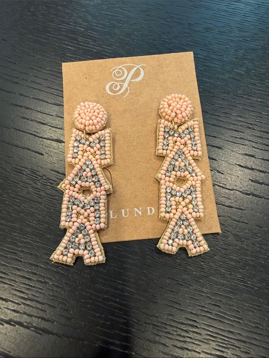 Plunder Jewelry - Plunder Beaded Peach-Pink Geometric Drop Earrings EAR1